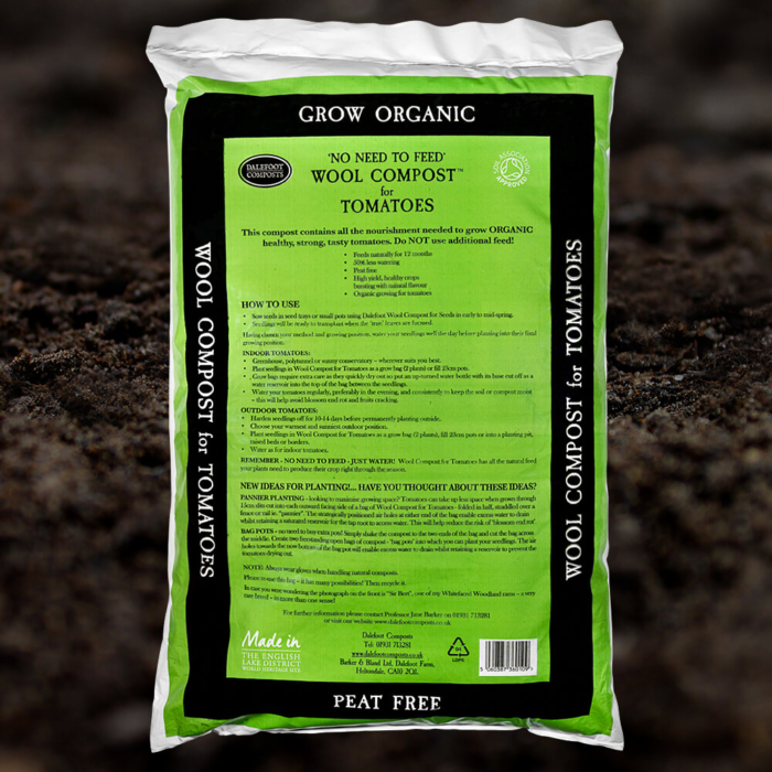 Dalefoot Wool Compost For Tomatoes - Bag Reverse