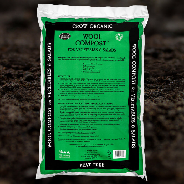 Dalefoot Wool Compost For Vegetables And Salads Bag Reverse