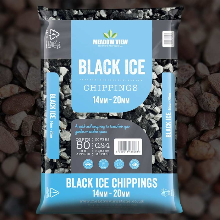 Meadow View Black Ice Chippings - 20Mm - 20 Kg Bag