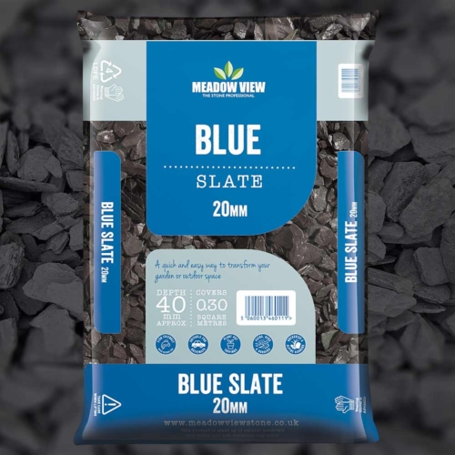 Meadow View Blue Slate Chippings - 20Mm - 20 Kg Bag