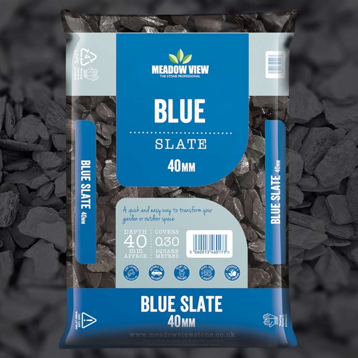 Meadow View Blue Slate Chippings - 40Mm - 20 Kg Bag