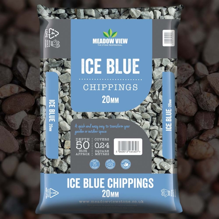 Meadow View Ice Blue Chippings - 20Mm - 20 Kg Bag