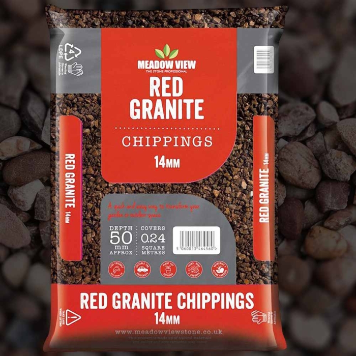 Meadow View Red Granite Chippings - 14Mm - 20 Kg Bag