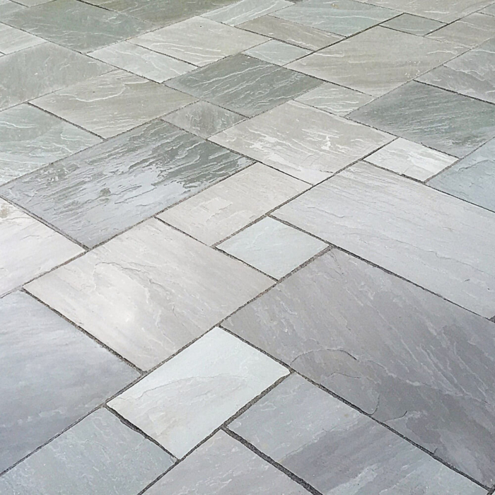 Paving Stone Natural Indian Stone Paving Slabs Silver Wet