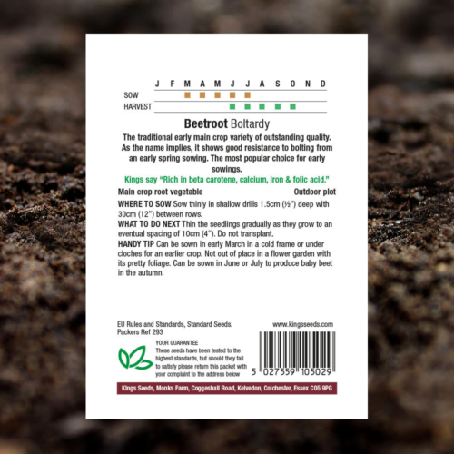 Vegetable Seeds - Beetroot Boltardy - Pack Reverse