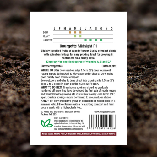 Vegetable Seeds - Courgette Midnight F1 - Pack Reverse