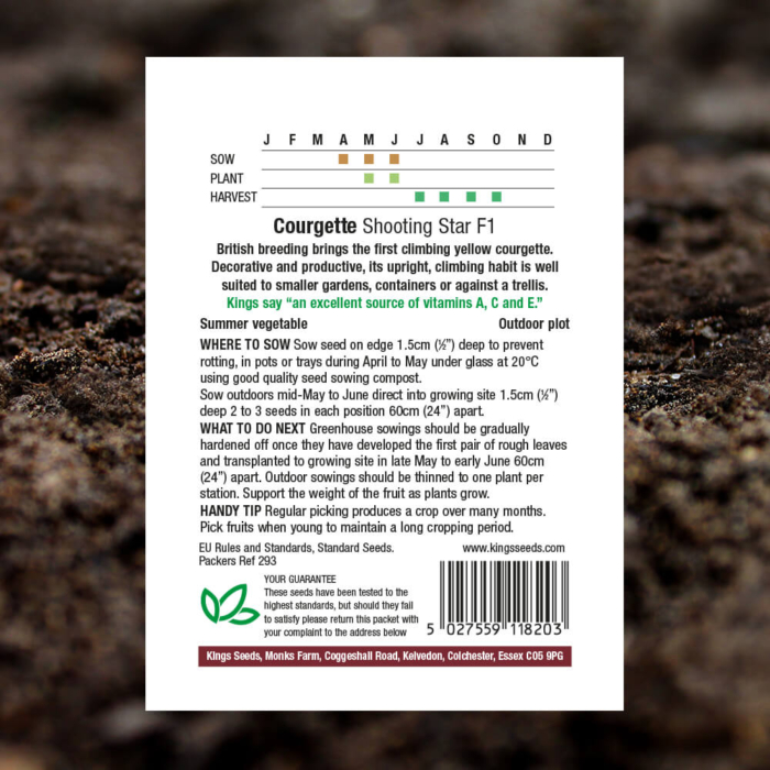 Vegetable Seeds - Courgette Shooting Star F1 - Pack Reverse