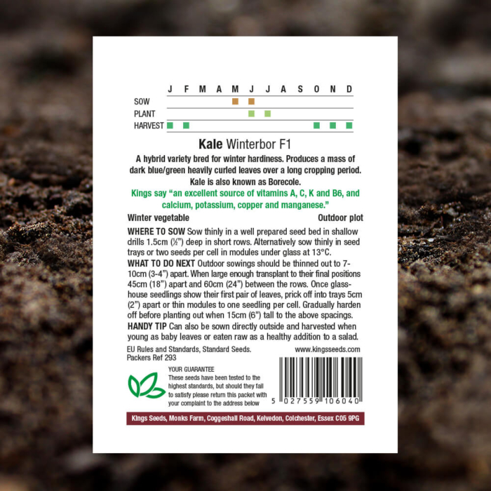 Vegetable Seeds Kale Winterbor F1 Pack Reverse