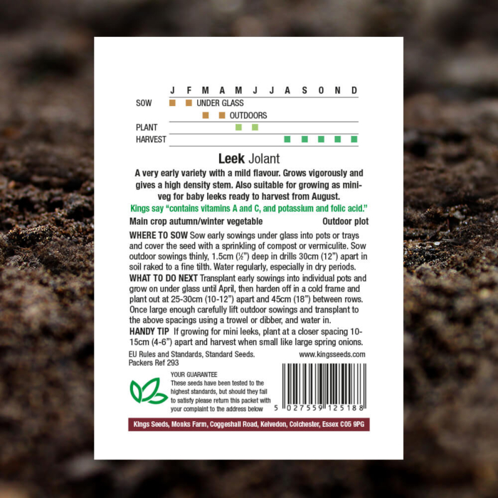 Vegetable Seeds - Leek Jolant - Pack Reverse