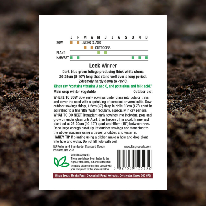 Vegetable Seeds - Leek Winner - Pack Reverse