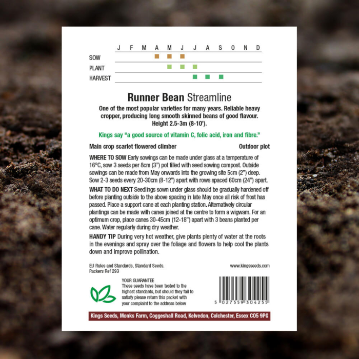 Vegetable Seeds Runner Bean Streamline Pack Reverse