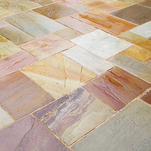 Paving Stone - Natural Indian Stone Paving Slabs - Rippon Rose - Wet