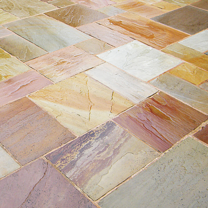Paving Stone - Natural Indian Stone Paving Slabs - Rippon Rose - Wet