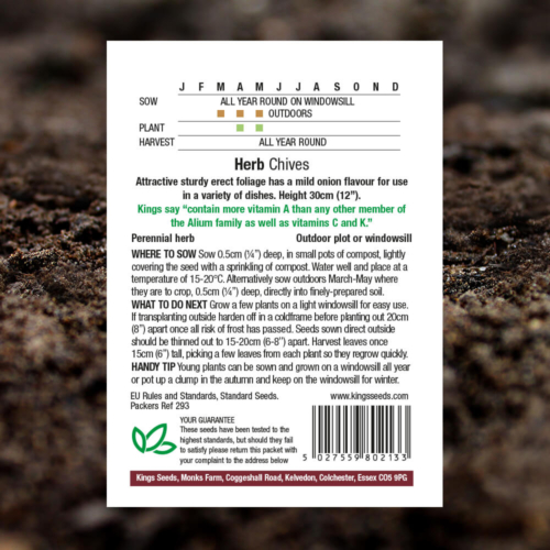 Herb Seeds - Chives - Allium Schoenoprasum - Pack Reverse